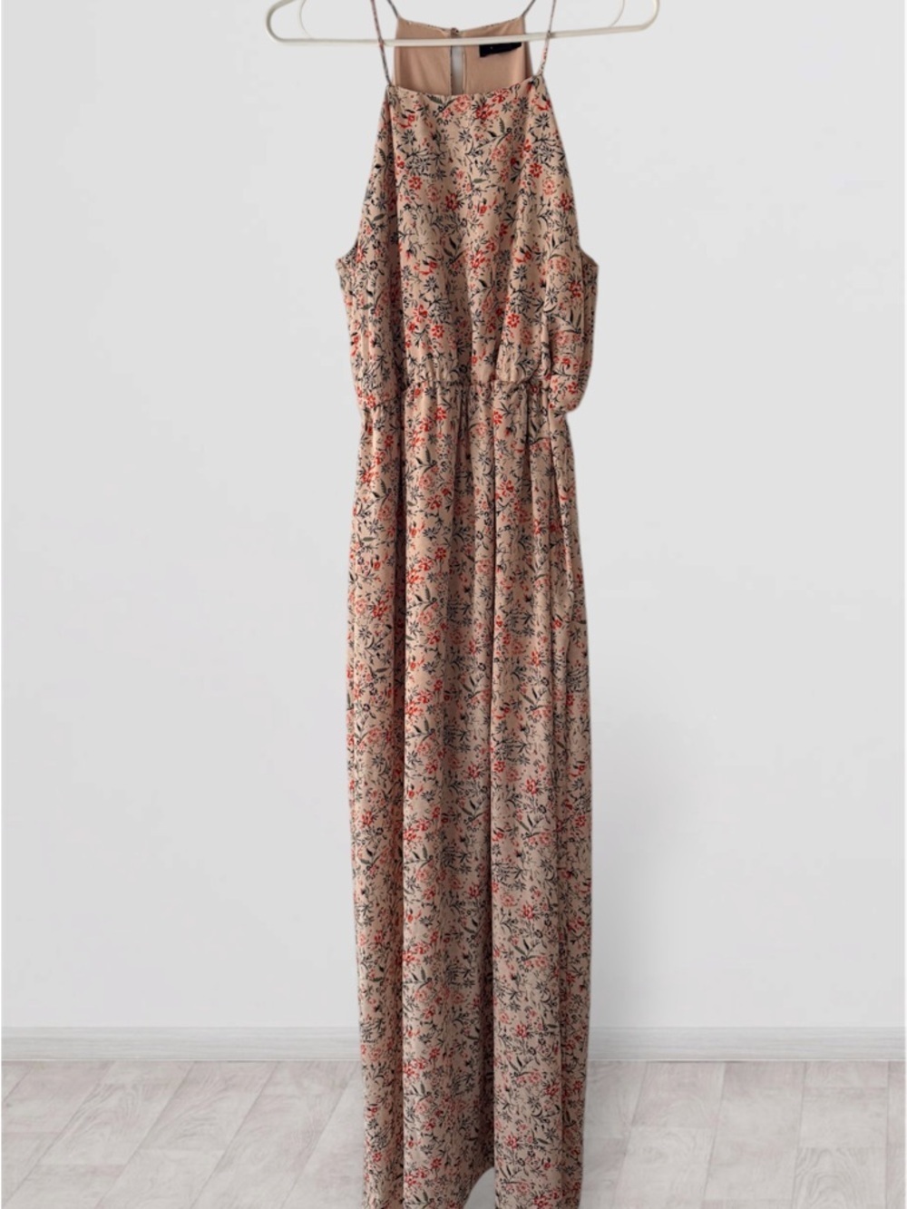 Halogen Floral Halter Maxi Dress Size S Red Blue Boho Aesthetic
